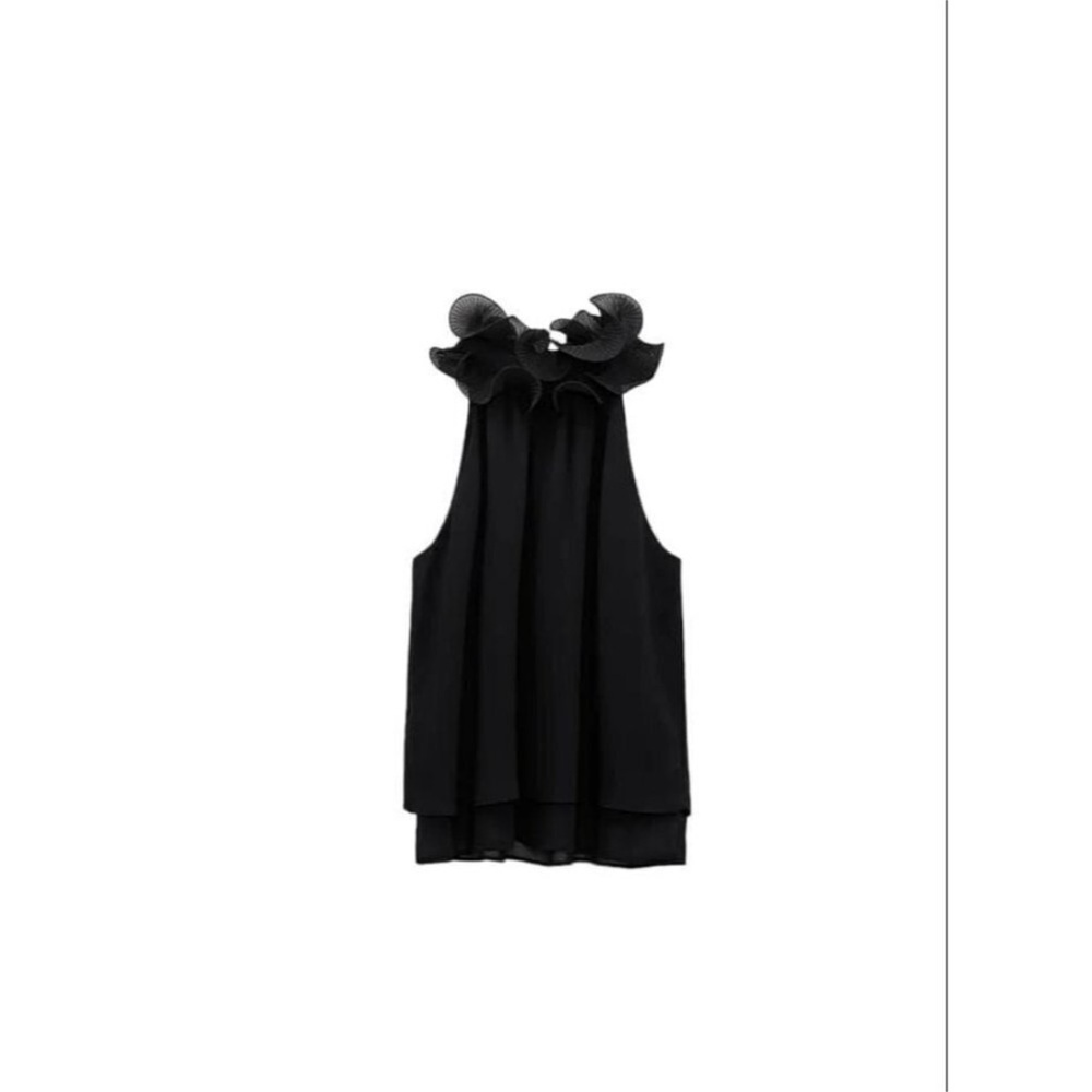 Semi Sheer Ruffled Halter Top - Picture 3 of 3